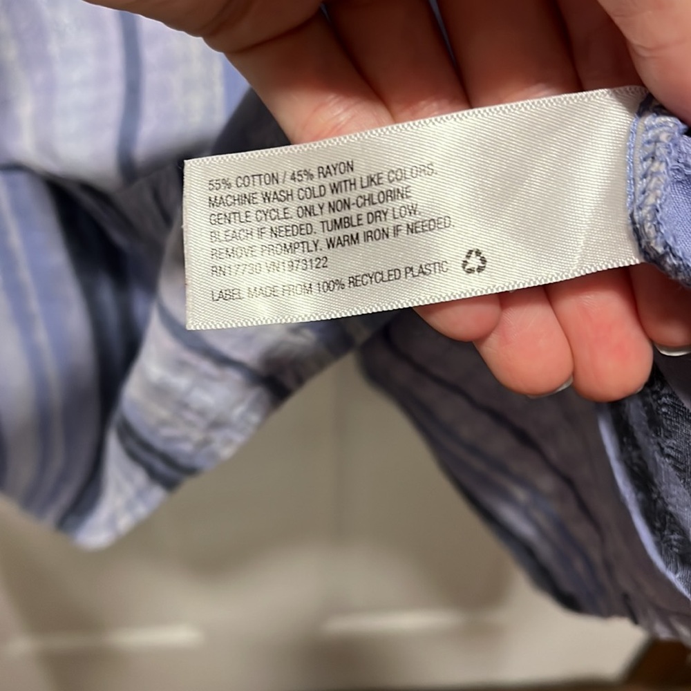 Universal Thread XS S M Blue Lavender Striped button up long sleeve Midi dress - Picture 10 of 16